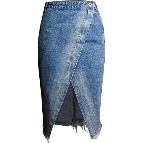 Jeans Skirts Women Ladies High Waist Pencil Skirts Button Tassel Patchwork Sexy Denim Suede Party Casual Mini Skirt