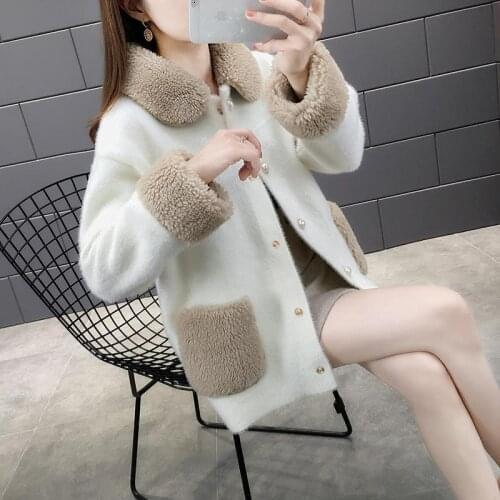 2021 new autumn and winter imitation mink velvet jacket women short loose Korean woolen cardigan casual top