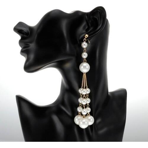 Long Simulated Pearl Earrings For Women Brinco Statement Fashion Dangle Drop Earrings Multilayer Handmade Wedding Jewelry