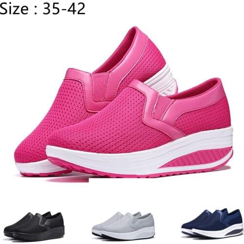 Womens Ladies Casual Walking Shoes Slip-On Breathable Mesh Zapatillas Mujer Portable Footwear Rubber Platform Sneakers Women