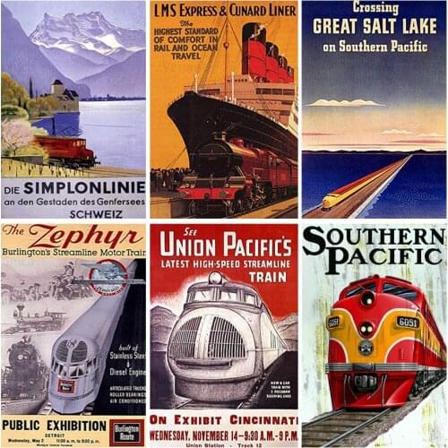 The Simplon Line Train Railway Station Holiday Tin Sign Vintage Wall Art Metal Signs for Club Bar Pub Bedroom Home Decoration