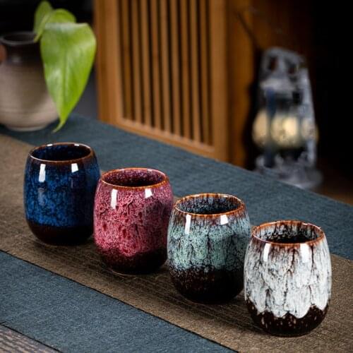 1pcs/3pcs Kiln Change China Ceramic Tea Cup Porcelain Kung Fu Cups set Pottery Personal Single Drinkware Wholesale Household