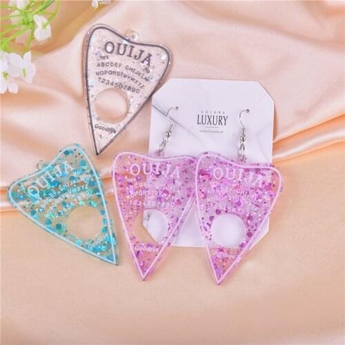 10Pcs/pack Ouija Board Flatback Glitter Resin Charms For DIY Fashion Earrings Keychains Jewelry Making 61x40mm