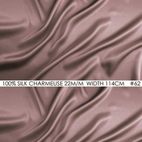 100% SILK CHARMEUSE SATIN 114cm width 22mommes Heavy Silk Rose Color Satin Fabrics Pure Soie Plum Gray #62