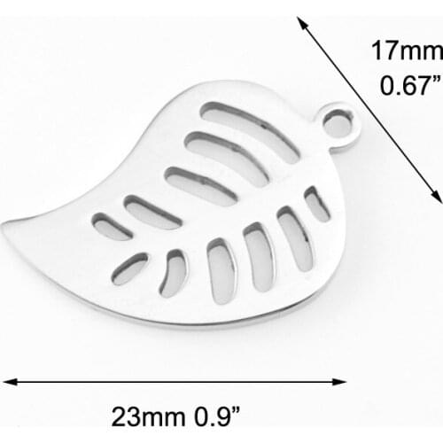 100pcs Fashion DIY mini leaf pendant polish charms tags stainless steel Metal fittings Necklace for women wholesale price