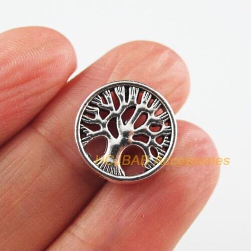12 New Plant Charms Tibetan Silver Tone Round Tree Spacer Beads 15mm