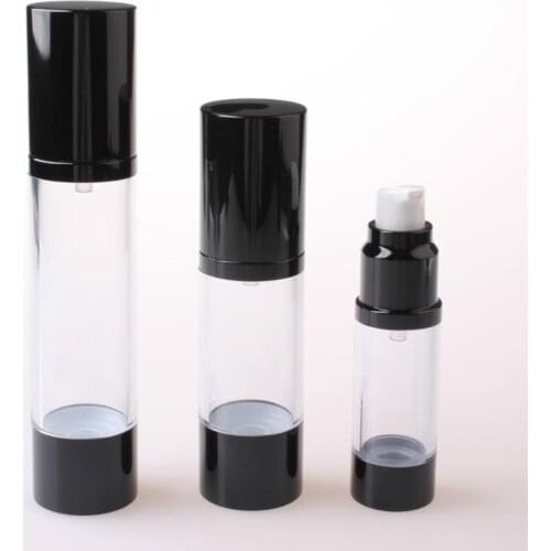 200pcs 50ml Classic Black Vacuum Airless Pump Bottle Cosmetic Essence Oil Lotion Packaging Refillable Bottle fashion