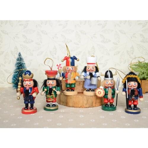 6pcs/Set Nutcracker Hanging Wooden Statue 10cm