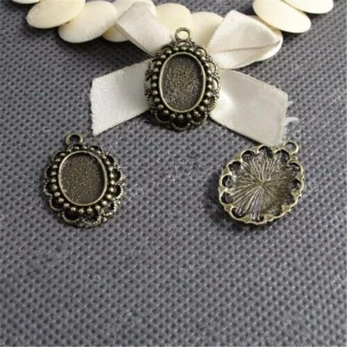 80pcs/lot Vintage Lace Oval Cabochon Base Settings 14*10MM Inner Size Pendant Jewelry Findings