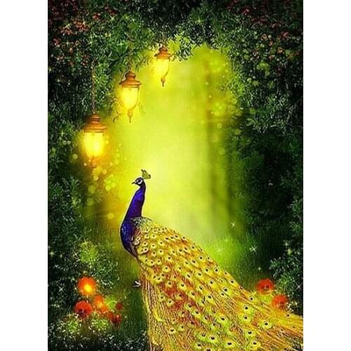 Diamond Painting Animal Yellow Peacock Square Diamond Round Diamond Decoration Customizable Wall Art Decoration Frameless Style