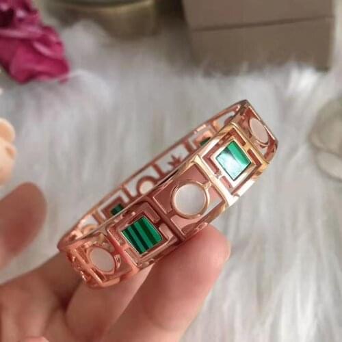 Trendy 925 Silver Bangles Red and Green Charm Bracelets Wide Bangle for Women Lover Jewelry Pulseiras