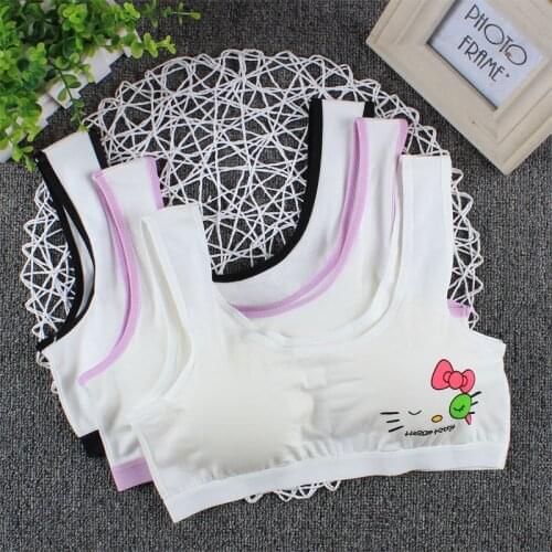 5PCS Girls' developmental bra cotton strap sponge cushion breathable 8-16Y tube top wireless bra
