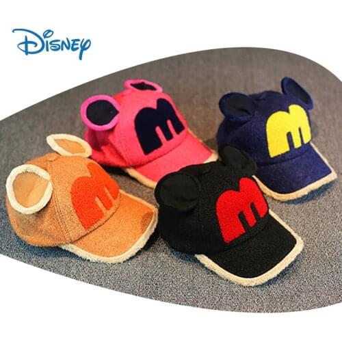 Disney Cartoon Mickey Children Hat Cute Ears Cotton Tassel Warm Hat Kids Boys Girls Baseball Cap Casual Hat 3-8 Years Old