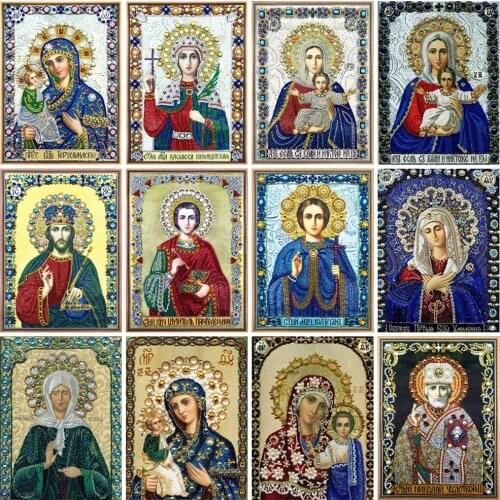 EverShine Diamond Mosaic Religion Full Square Diamond Painting Portrait Cross Stitch Mosaic Kits Picture Rhinestones Wall Decor