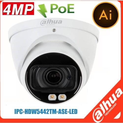 Dahua IP camera IPC-HDW5442TM-AS-LED 4MP Full-color WDR Eyeball AI Network Camera starlight support POE Built-in MIC