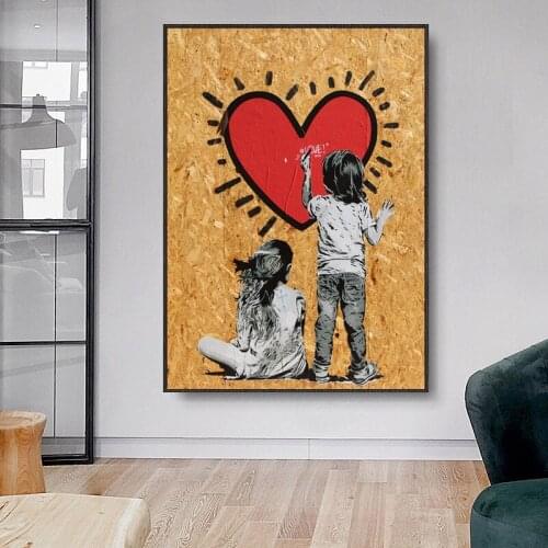 Boy and Girl Love Graffiti Canvas Paintings Modern Wall Art Prints Poster Living Room Decorative Paintings On The Wall Home Deco