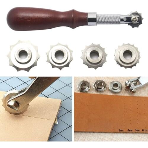 3/4/5/6mm DIY Leather Craft Over Stitch Line Marking Wheel Gear Roulette Spacing Tool Leathercraft Spacing Sewing Tools