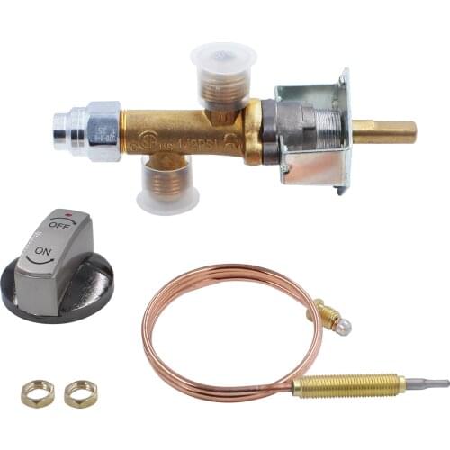 Earth Star Propane Fire Pit Gas Control Valve with Thermocouple and Knob Switch with 3/8" Male Flare Thread