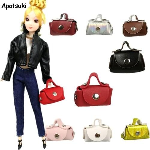 8pcs/lot 1/6 Doll Accessories For Barbie Doll Lady Leather Bag Purse Doll Handbag for Barbie BJD Doll Dollhouse Kids Toy