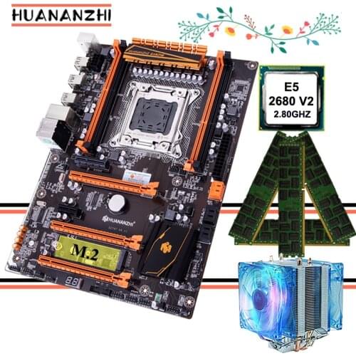 Promotional HUANANZHI Deluxe gaming X79 motherboard with M.2 slot CPU Xeon E5 2680 V2 SR1A6 with CPU cooler RAM 16G(4*4G) RECC