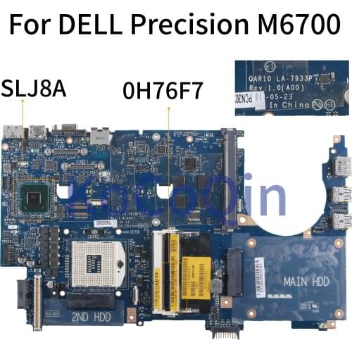KoCoQin Laptop motherboard For DELL Precision M6700 SLJ8A Mainboard CN-0H76F7 0H76F7 QAR10 LA-7933P