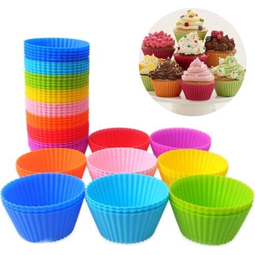 Reusable Silicone Baking Cups Mini Round Cupcake and Muffin Baking Cup,Pack of 12