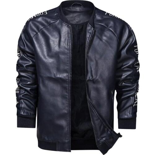 Mens Winter PU leather Jacket Baseball Jacket Outwear Coat Leisure Male Bomber Pilot Faux Jacket Biker Motorcycle Jacket