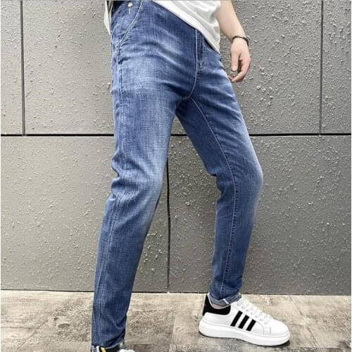 2021 New Autumn Casual Mens Jeans Smart Casual Jeans Regular Fit Straight Leg Elasticity Jeans Stretch Long Trousers