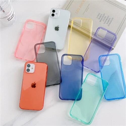 Soft Silicone Clear Transparent Slim TPU Phone Case for iPhone 11 iPhone 12 6 6s 7 8 Plus X XR XS 12 Pro Max 12mini Candy Colors