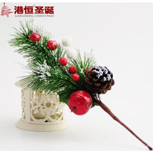 Pinecone red fruit Christmas cuttings ornament 28cm Christmas tree pine needles pine cones sticky white branches cutting leaves