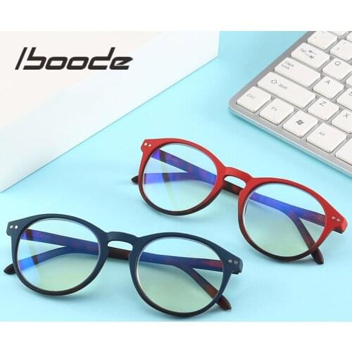 Iboode Anti Blue Ray Reading Glasses Women Retro Antifatigue Reading Computer Eyewear Men With Bag +1.0 1.5 2.0 2.5 3.0 3.5 4.0