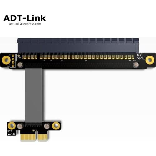 PCIe 3.0 x1 Male to x16 Female Cable EMI Shielding 8G/bps PCI-E III Motherboard 1x 16x Graphics Card Extender Ribbon Cable ADT