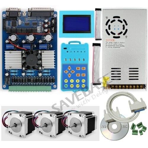 SAVEBASE Advanced 3Axis TB6560 Stepper Driver Kit + Keypad + Display + Nema23 Motors +PSU