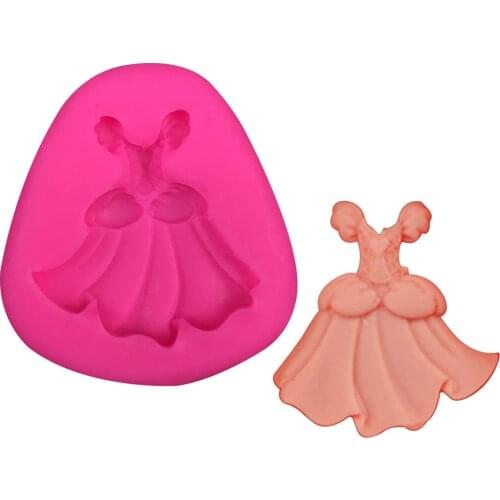 Princess dress silicone mold chocolate fondant cake decoration tools baking utensils F0416