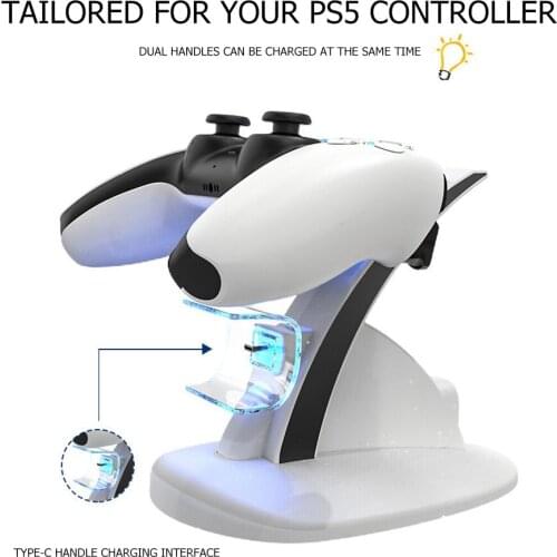 HBP-253 Dual Controller Charger Stand Wireless Joystick Charging Dock Cradle with Indicator Lightsfor Sony PS5 Gamepad