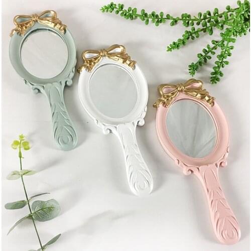 Portable Vintage Cosmetic Makeup Mirror Hand Hold Oval Round Mirror Noble Restore Ancient Ways Court Mirror Beauty Tool