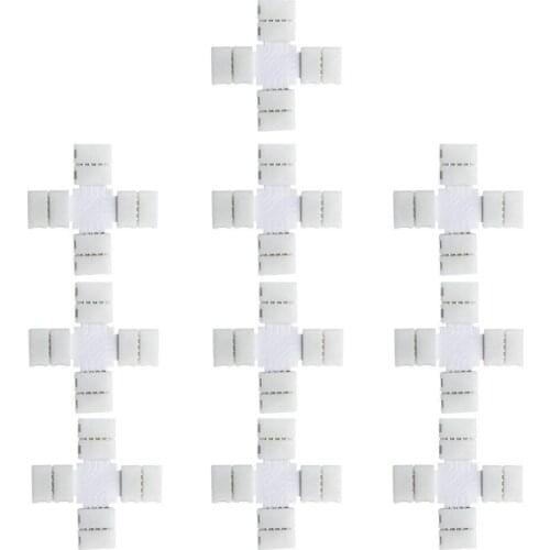 10pcs/lot Led Strip Connector 4pin 10mm X Shape Free Welding Easy install Connector For 5050smd 5630smd 4014smd RGB LED Strip