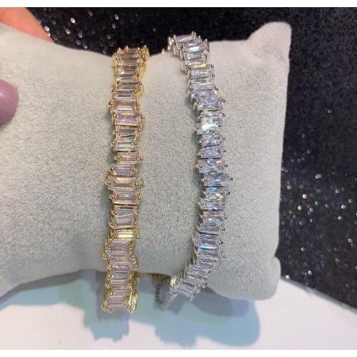 HIBRIDE Luxury Stick Bar Adjustable Bracelet AAA CZ Baguette Bohemian Link Bracelets For Women Femme Fashion Jewelry Bijoux B110