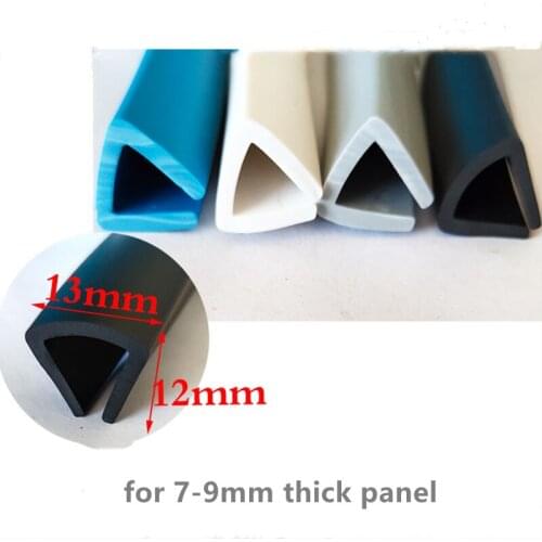 Rubber U Sealing Strip 12x13mm 9mm thick Glass Metal Car Wood Panel Board Flat Edge Encloser Shield Blue White Gray Black Yellow