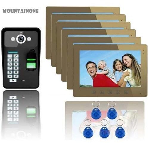 MOUNTAINONE Intercom system doorbell 10"video door phone,1000TVL HD IRcamera,Password,Fingerprint and ID card unlock function1v6