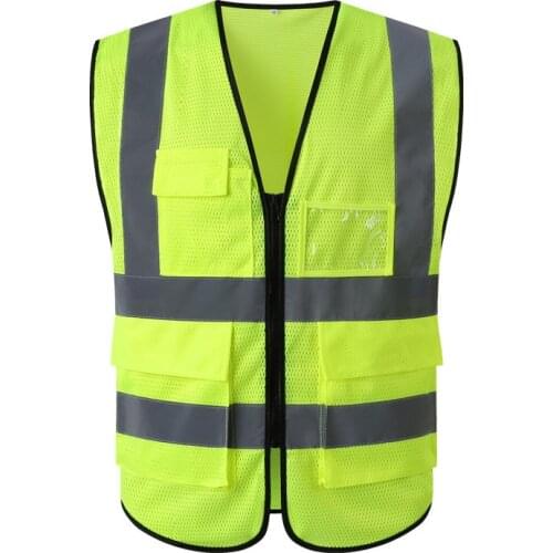 Hi vis Workwear Highlight Reflective Vest Construction Safety Workwear Mesh Fluorescent Vest Road Administration Coat Jacket
