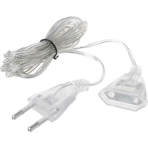 3 Meter Power Garland Extension Lengthened Line Cable with Turn ON/OFF LED String Adapter US/EU Plug for Christmas String Light
