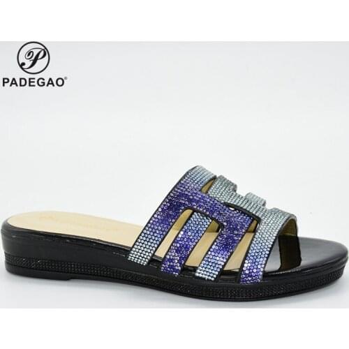 2020 Summer New Color Rhinestone Mules Shoes Women Heels High Fashion Slip On Low Heels Slides