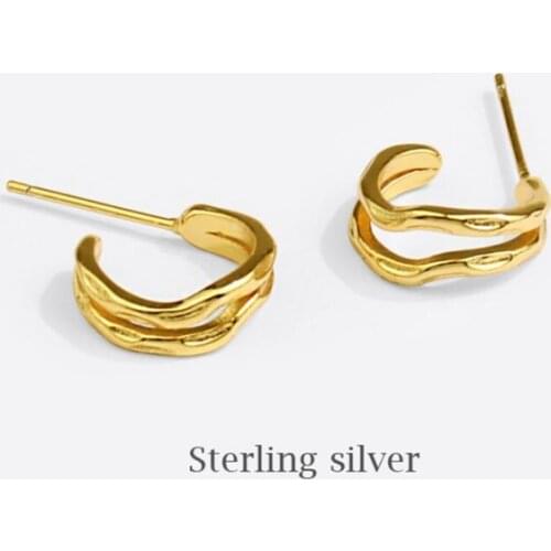 Sole Memory Retro Geometric Letter C 925 Sterling Silver Fashion Female Stud Earrings SEA794