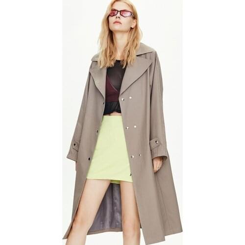 2020 New Turn Down Collar Loose Style Long Trench Femme Women Autumn Coat Casaco Abrigo Streetwear