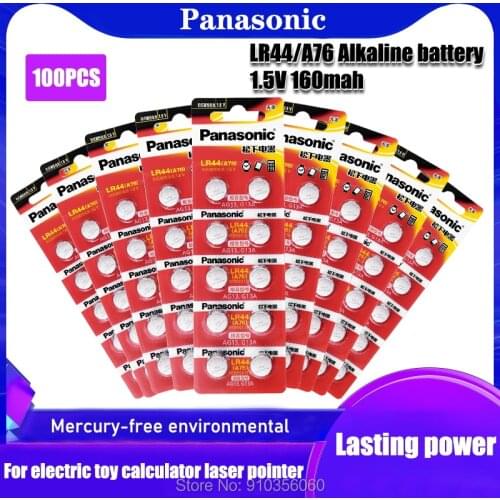 100PCS 1.55V Panasonic AG13 LR44 L1154 SR47 SG13 SR1154 SP76 pila SR44 G13A G13 AG 13 Alkaline Button Cell Coin Batteries