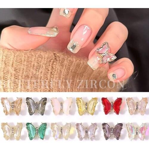 Y1UF 12 Pieces/Set Glass Crystal Rhinestones Nail Art Kit Butterfly Style Clothes Shoes Phones Jewelry Bag DIY Shiny Gems