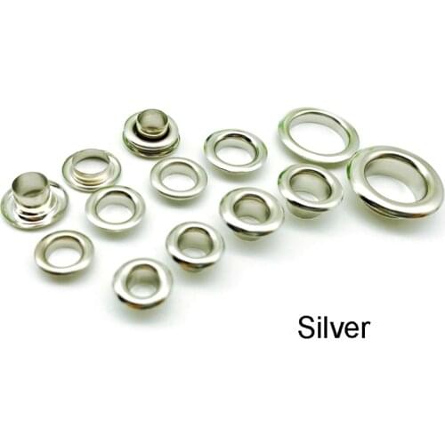 20pcs Silver Double Sided Brass Eyelets 4/4.5/5/6/8/10mm Leather Craft Grommet Clothing Bags Repair