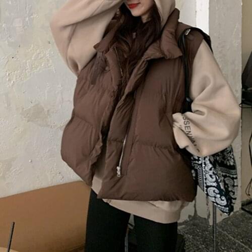 2021 New Korean Causal Solid Color Vest For Turtleneck Sleeveless Zipper Vests Female 2021 Winter Warm Fashion New Clothing