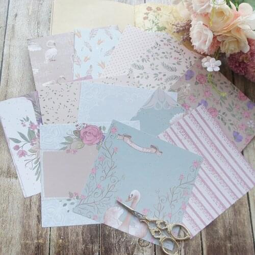 24 Sheets DIY 12 Style 15.2*15.2cm Swan Lake Theme Craft Paper Scrapbooking Creative Paper DIY Gift